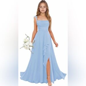 Strapless Light Blue Chiffon A-Line Dress